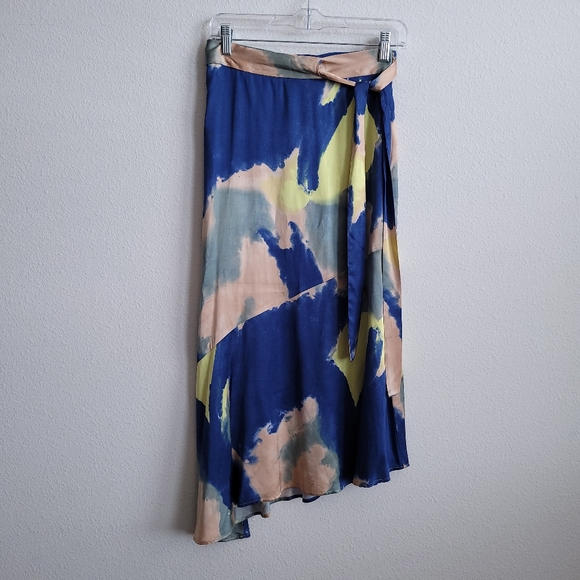 stockholm Dresses & Skirts - Watercolour Asymmetric Satin Midi Skirt US 4